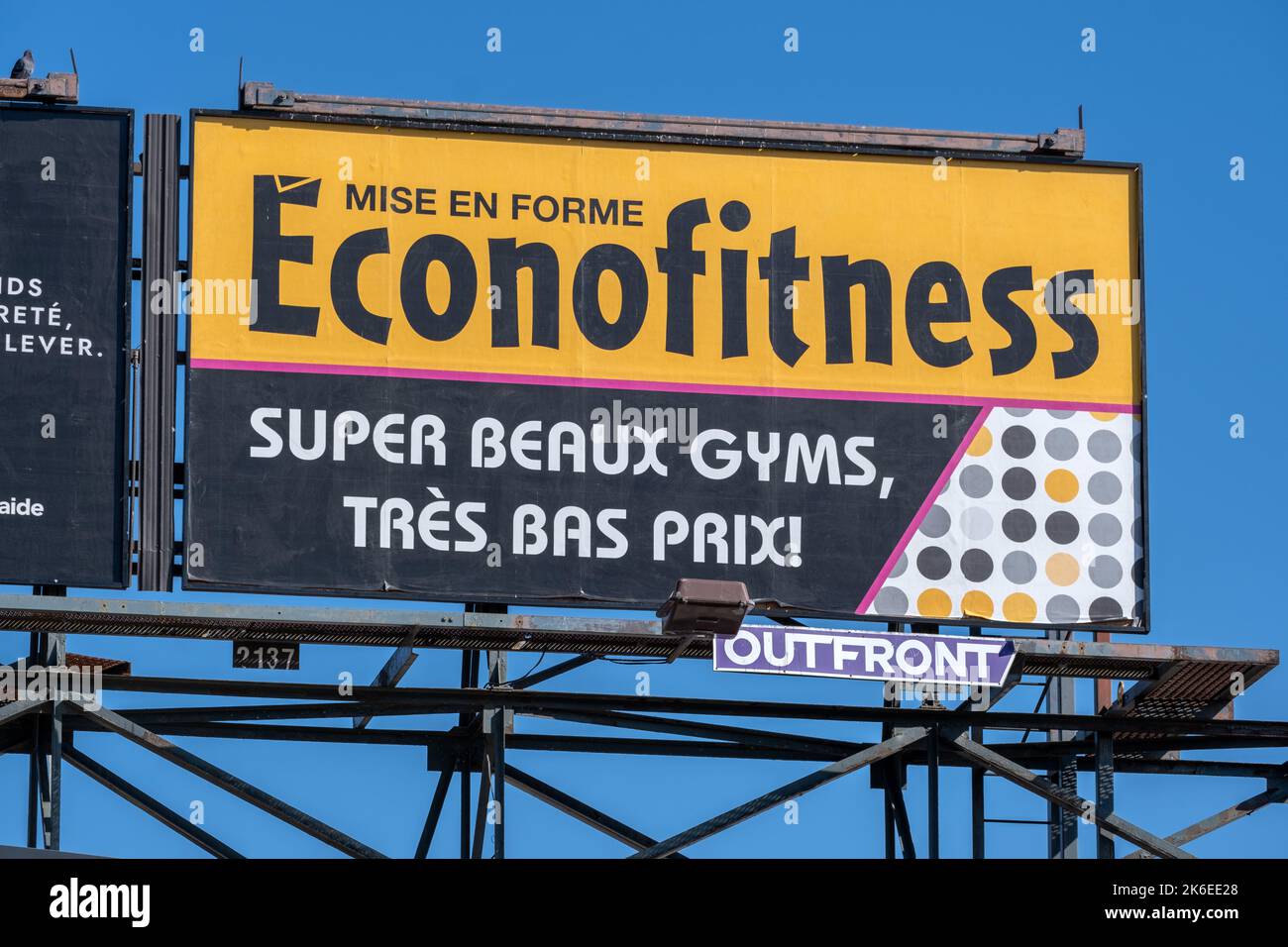 Montreal, Canada - 11 October 2022: Billboard showing an ad for Econofitness gym chain Stock Photo