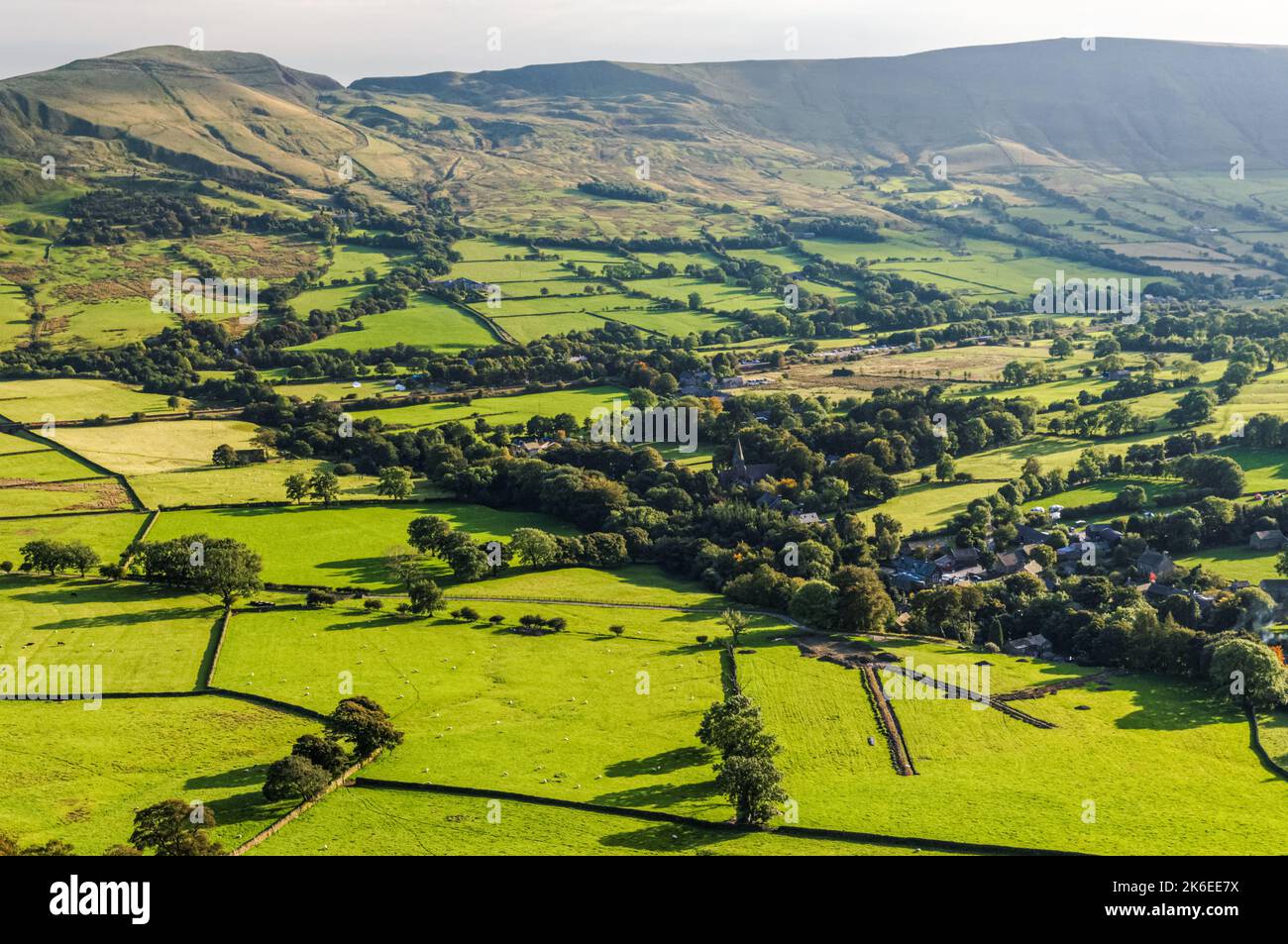 View of the Edale valley in Peak District National Park, Derbyshire, England, United Kingdom, UK Stock Photo