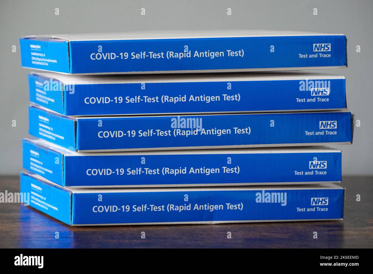 Covid19 Selftest, Rapid antigen test kit, NHS selftesting kit Stock