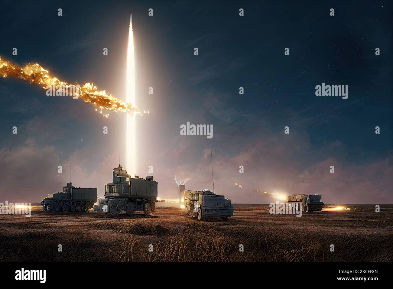 An intercontinental ballistic missile defense system made up of antimissile tanks. An air