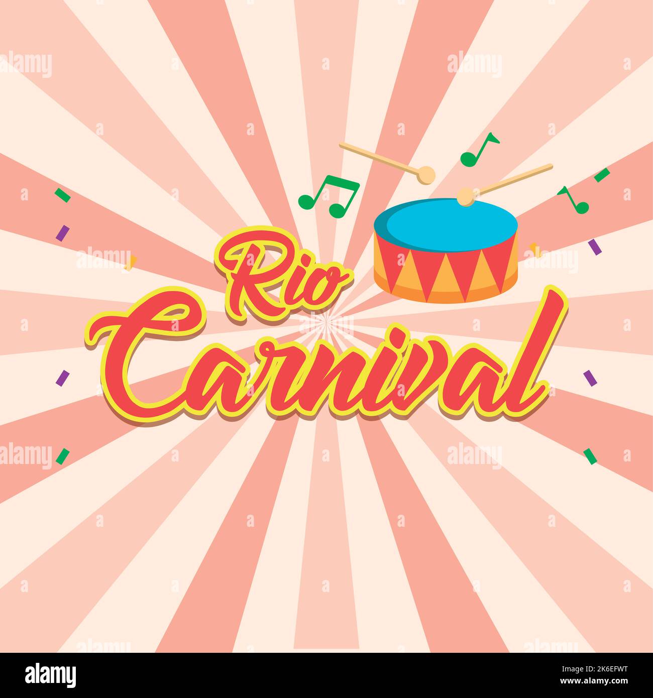 Colored rio de janeiro carnival poster with drum Vector Stock Vector ...