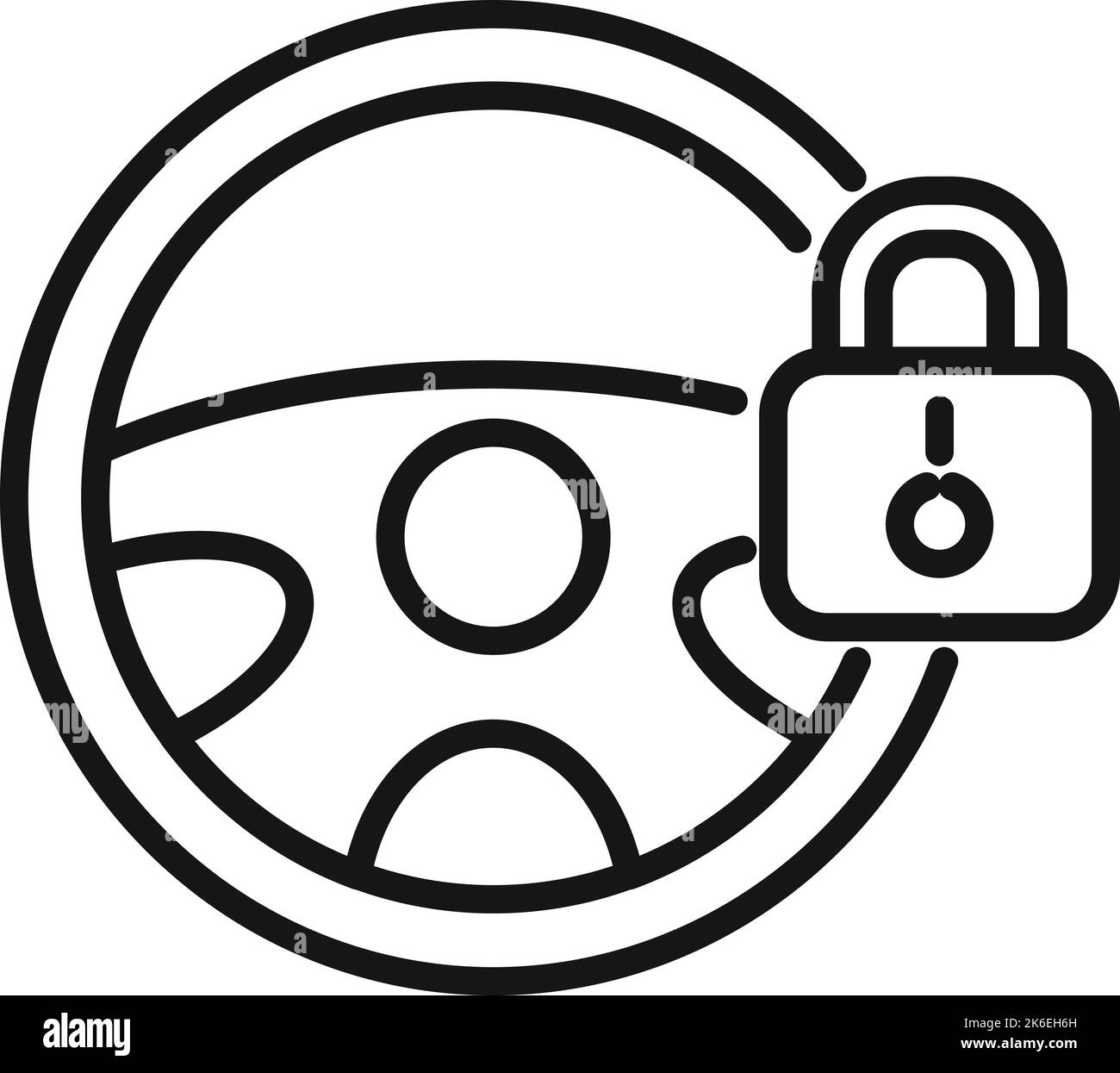 Car steering wheel lock icon outline vector. Auto engine. Spare motor
