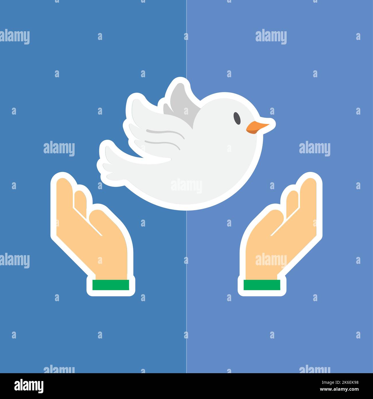 Pair of hands holding a peace pigeon icon Vector Stock Vector