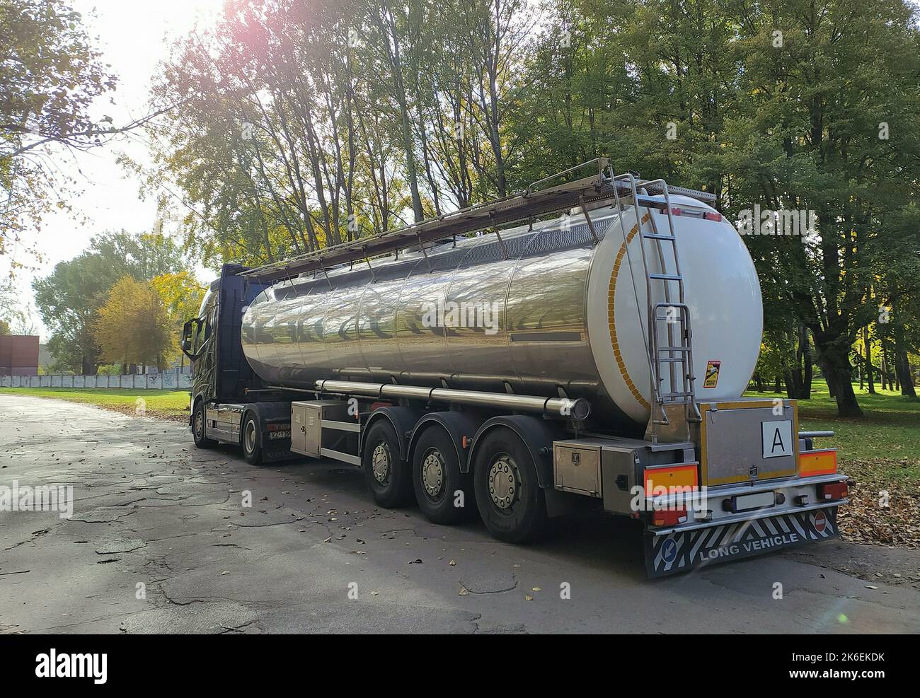 Food tanker truck on the road in Riga's Bolderaja microdistrict Stock Photo Alamy