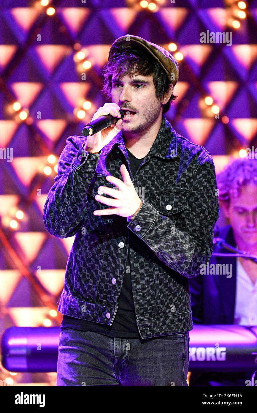 French singer Gauvain Sers during a concert at La Nouvelle Eve, in
