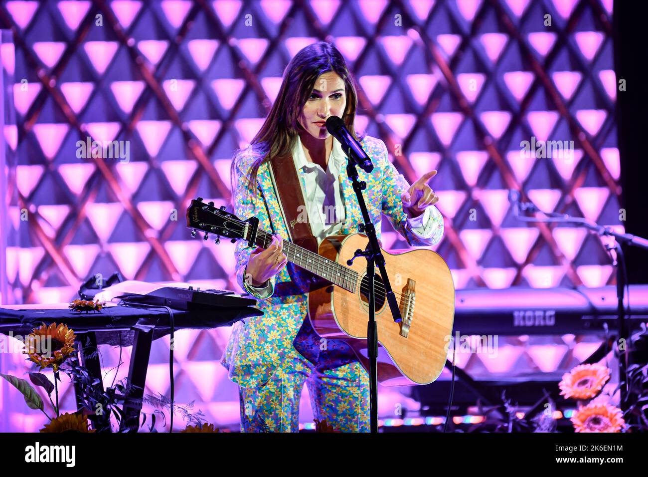 French singer Joyce Jonathan during a concert at La Nouvelle Eve, in