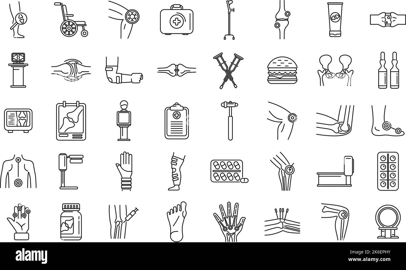 Arthritis icons set outline vector. Joint injury. Medical science Stock ...