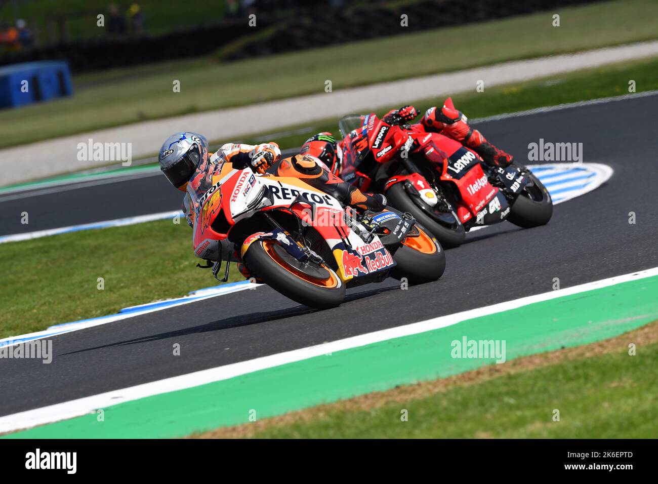 Melbourne, Australia. 14 October 2022.  Pol Espargaro, Repsol Honda Racing put in a time of 1'31.494 to place 11th during the Friday free practice session under sunny skies at the Phillip Island Circuit for the Australian Motorcycle Grand Prix Stock Photo
