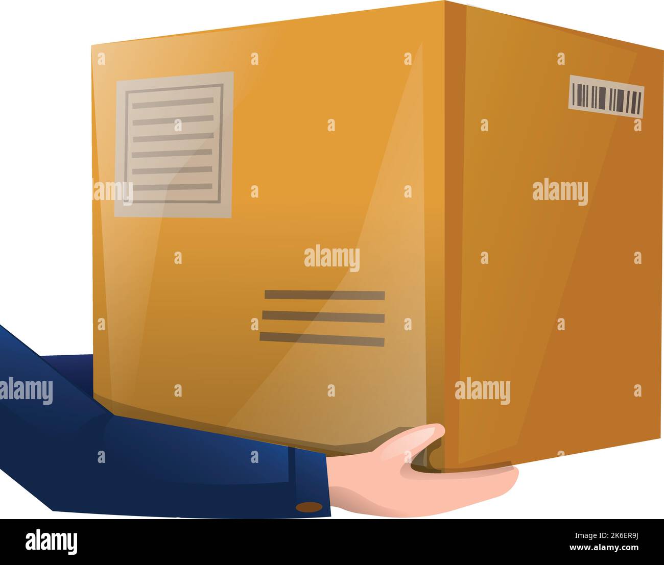 Postman parcel box icon cartoon vector. Mail bag. Package job Stock Vector