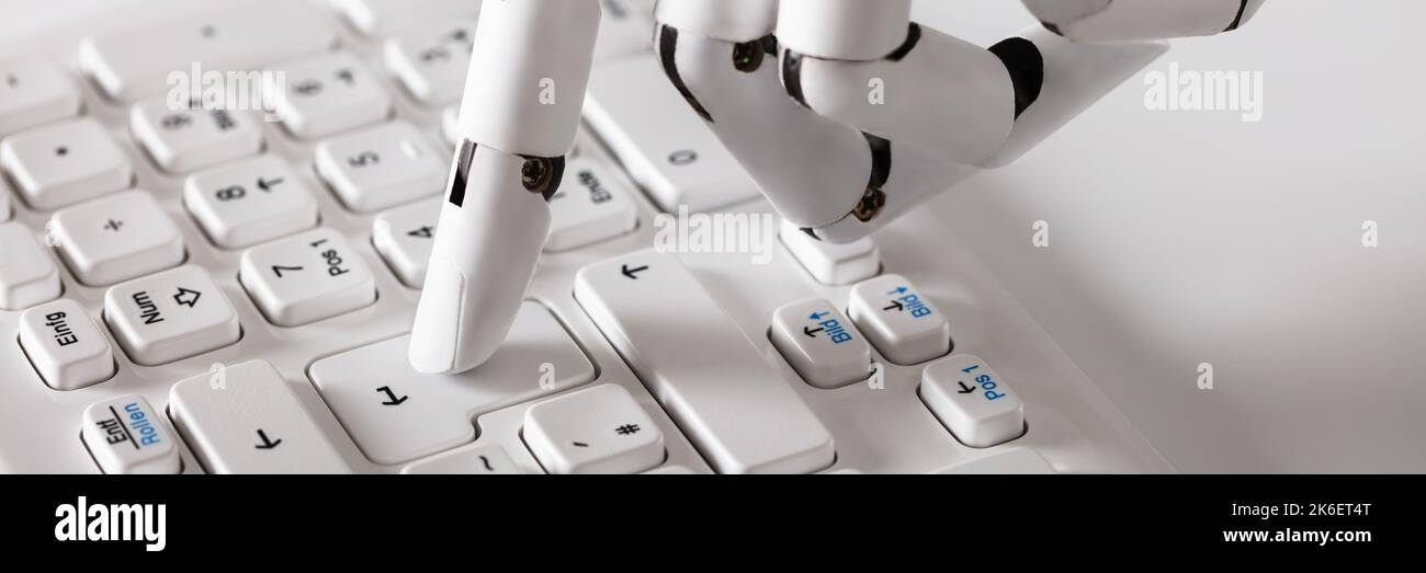 AI Robot Computer Software. Artificial Intelligence And Data Security Stock Photo