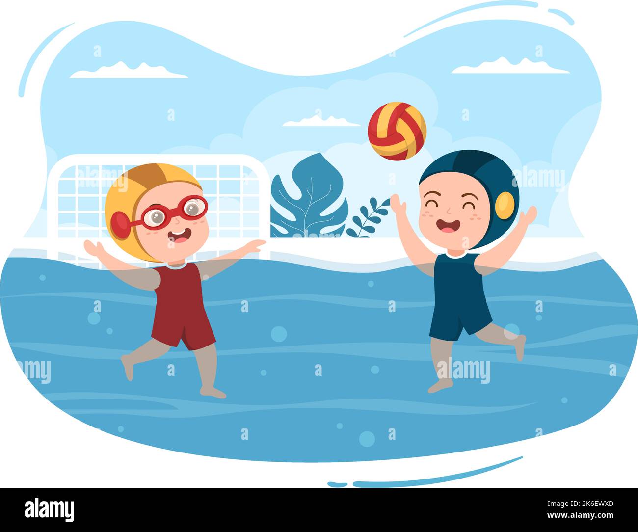 Water Polo Sport Player Playing to Throw the Ball on the Opponent's