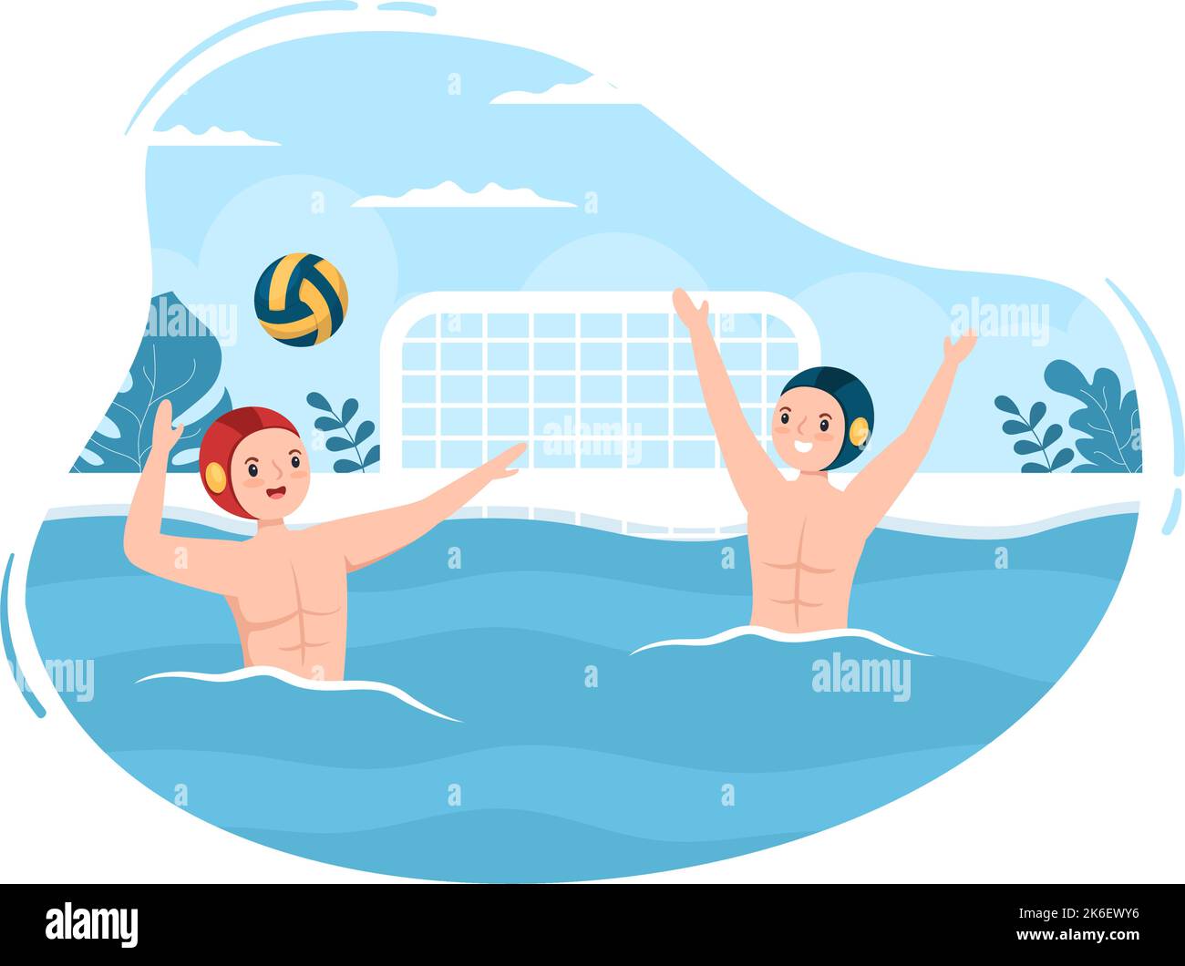 Water Polo Sport Player Playing to Throw the Ball on the Opponent's