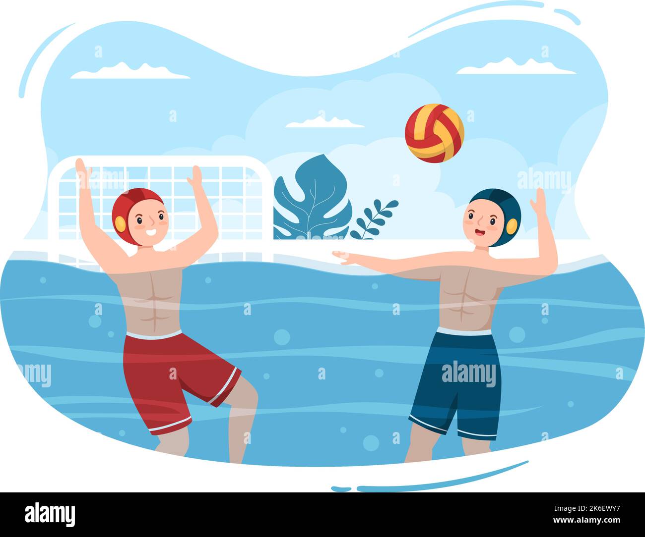 Water Polo Sport Player Playing to Throw the Ball on the Opponent's