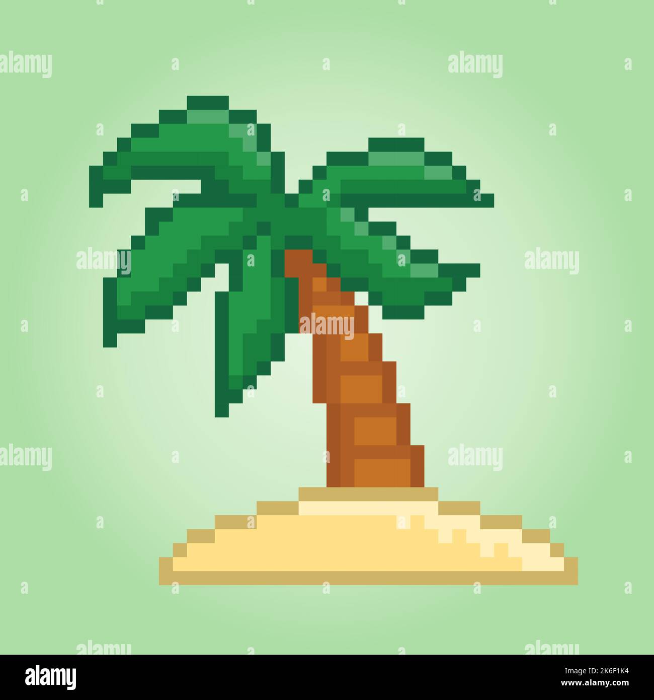 8 bit pixels coconut tree. Beach tree for game assets in vector
