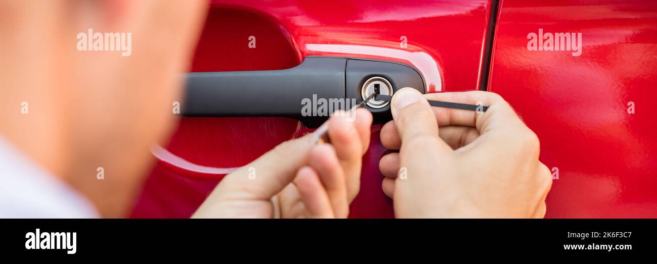 Locksmith Car Door Lock Service. Burglary And Theft Stock Photo Alamy