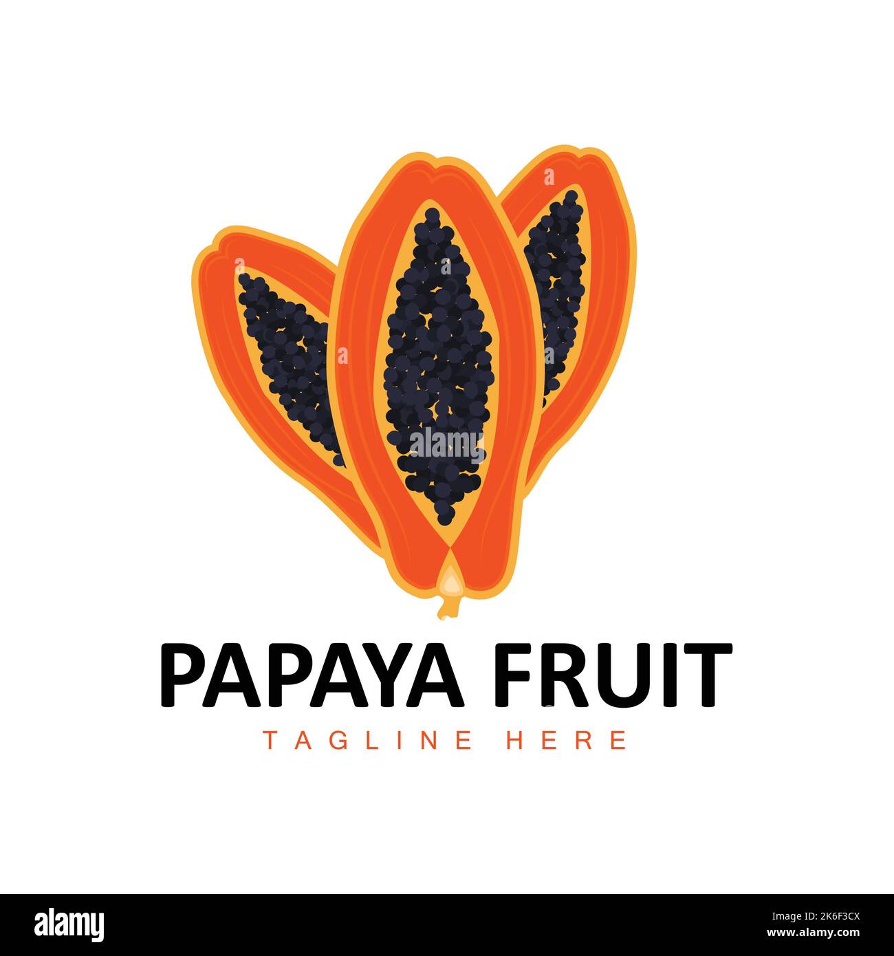 Papaya Logo Design, Vitamin Fruit Vector, Fruit Product Brand
