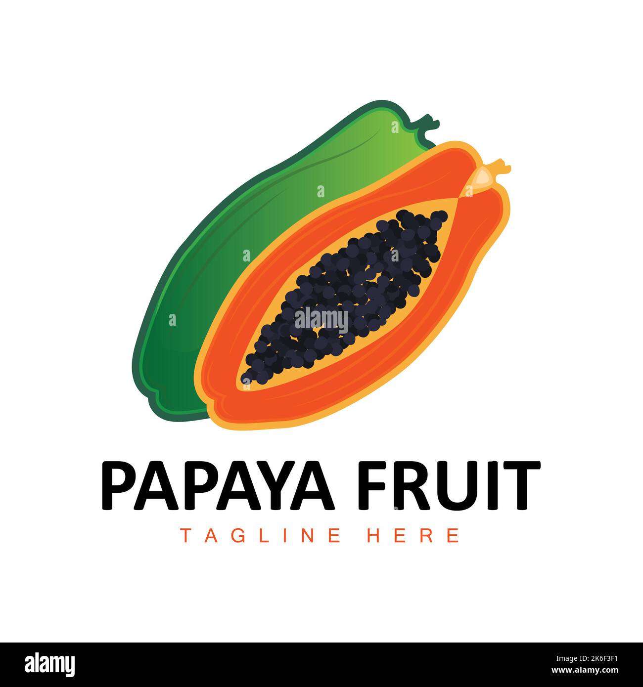 Papaya Logo Design, Vitamin Fruit Vector, Fruit Product Brand