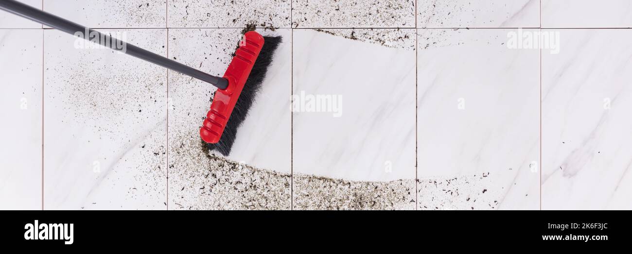 Clean Floor Dirt Sweep Cleaning Using Broom Stock Photo Alamy