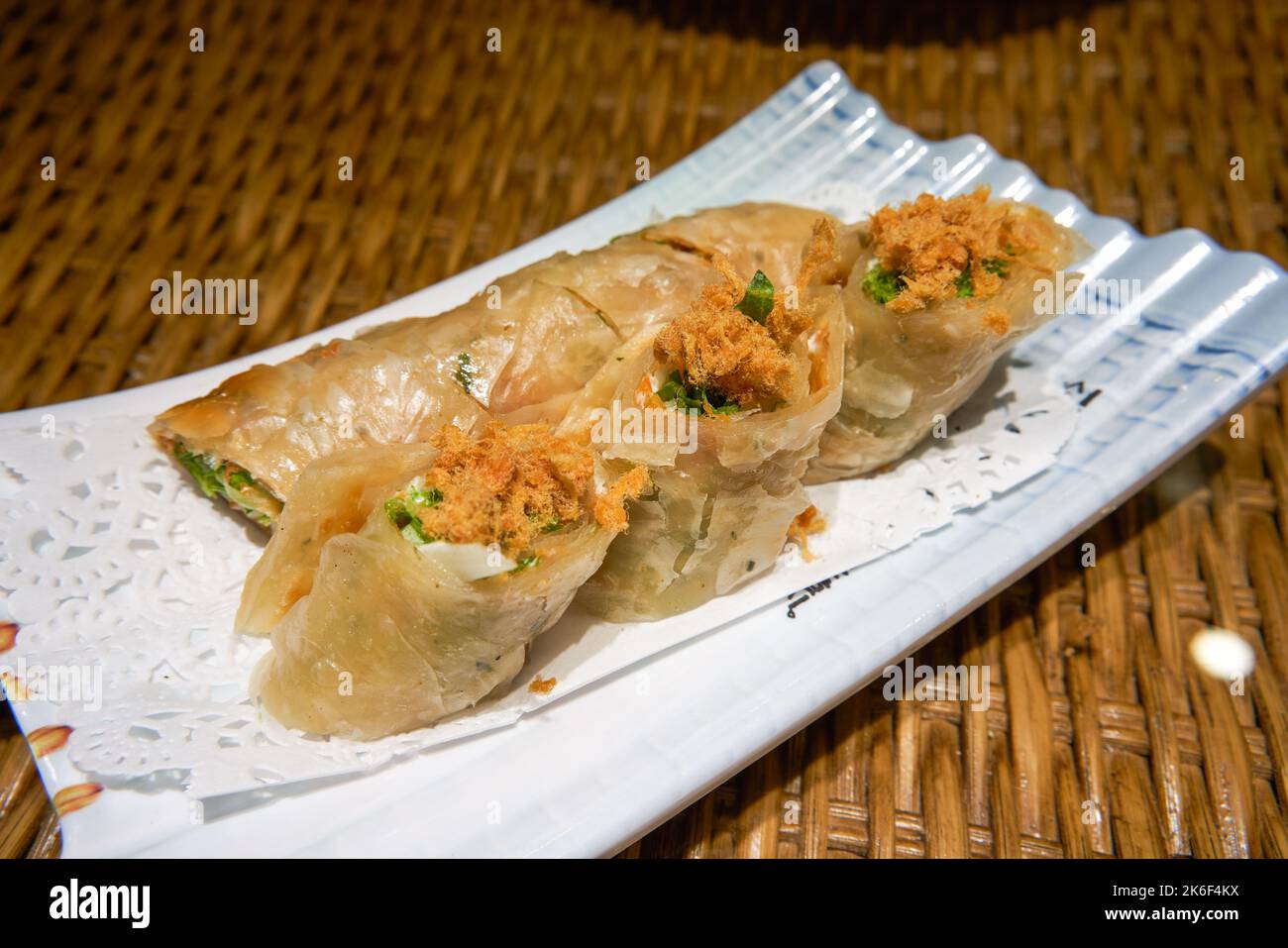 A delicious meat floss vegetarian finger roll Stock Photo Alamy