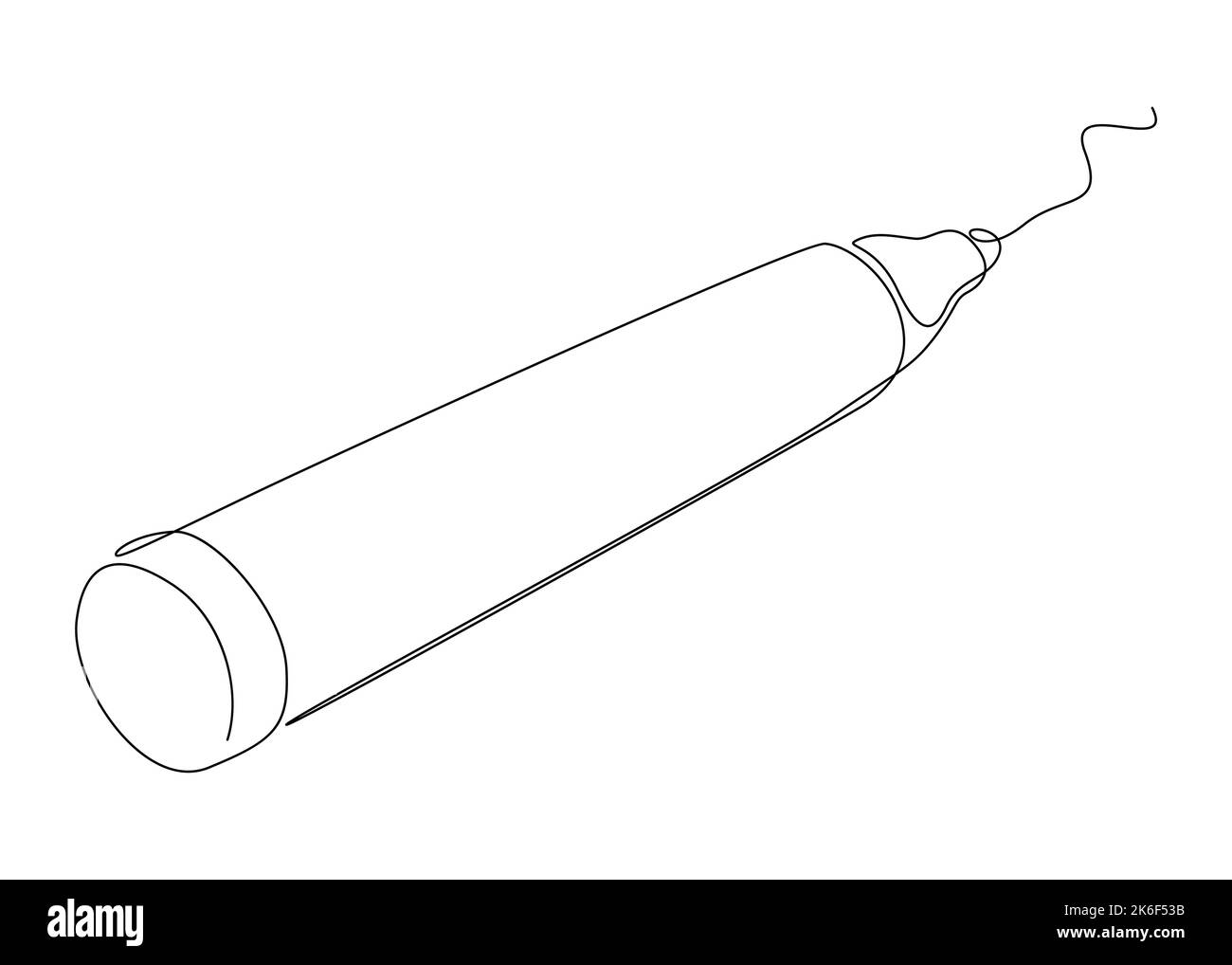 One continuous line drawing of whiteboard marker. Thin Line