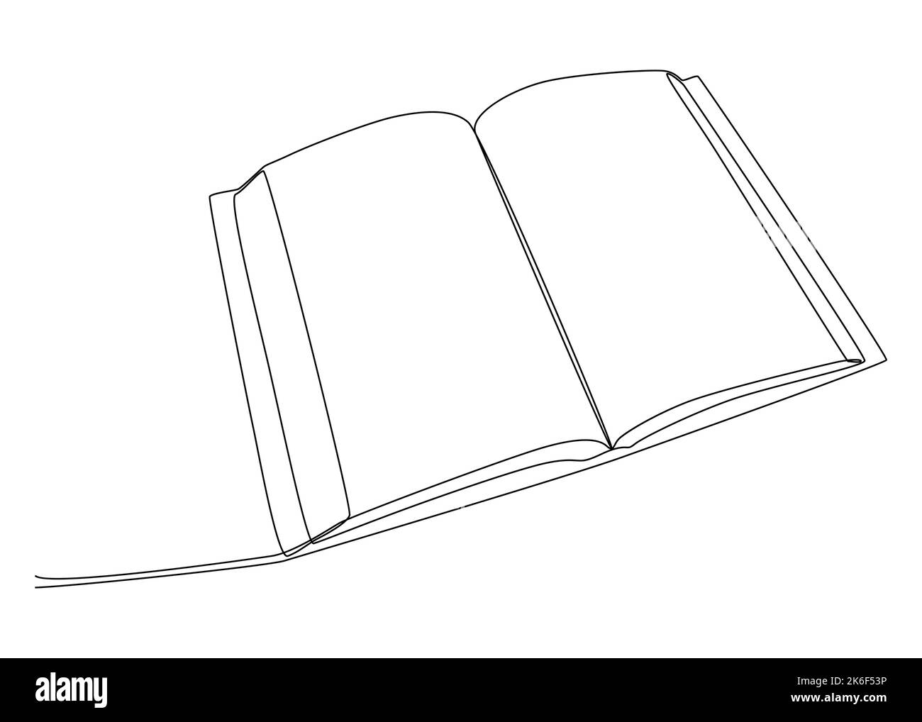 One continuous line drawing of opened book. Thin Line Illustration vector concept. Contour Drawing Creative ideas. Stock Vector