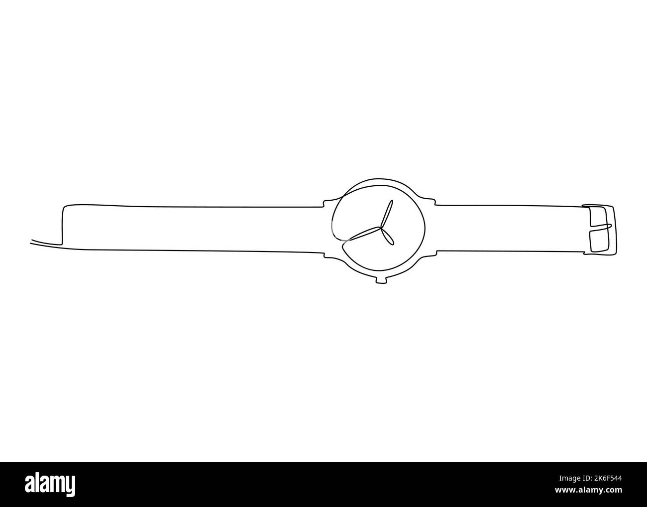 One continuous line drawing of wristwatch. Thin Line Illustration ...