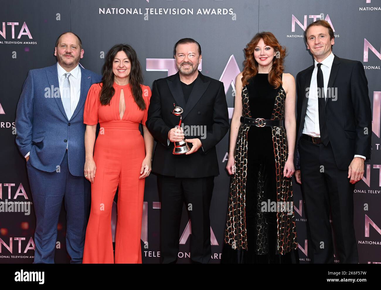 October 13th, 2022. London, UK. Tony Way, Jo Hartley, Ricky Gervais