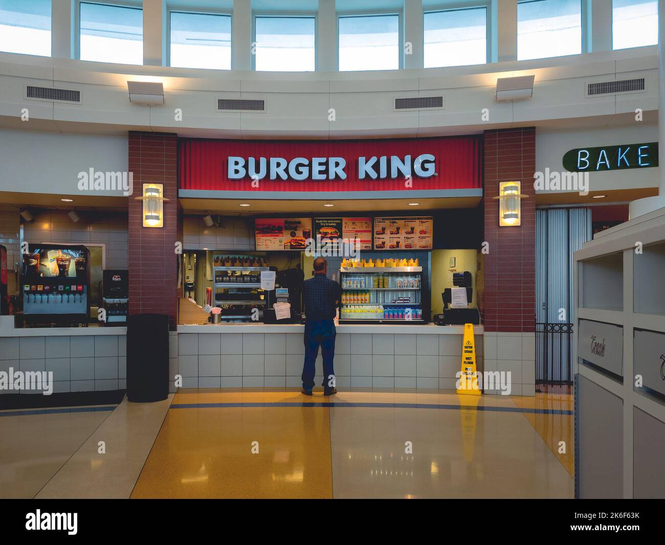 Ohio Turnpike, Genoa, Ohio - Sep 11, 2022: Landscape View of Burger King Restaurant inside Wyandot Service Plaza. Stock Photo
