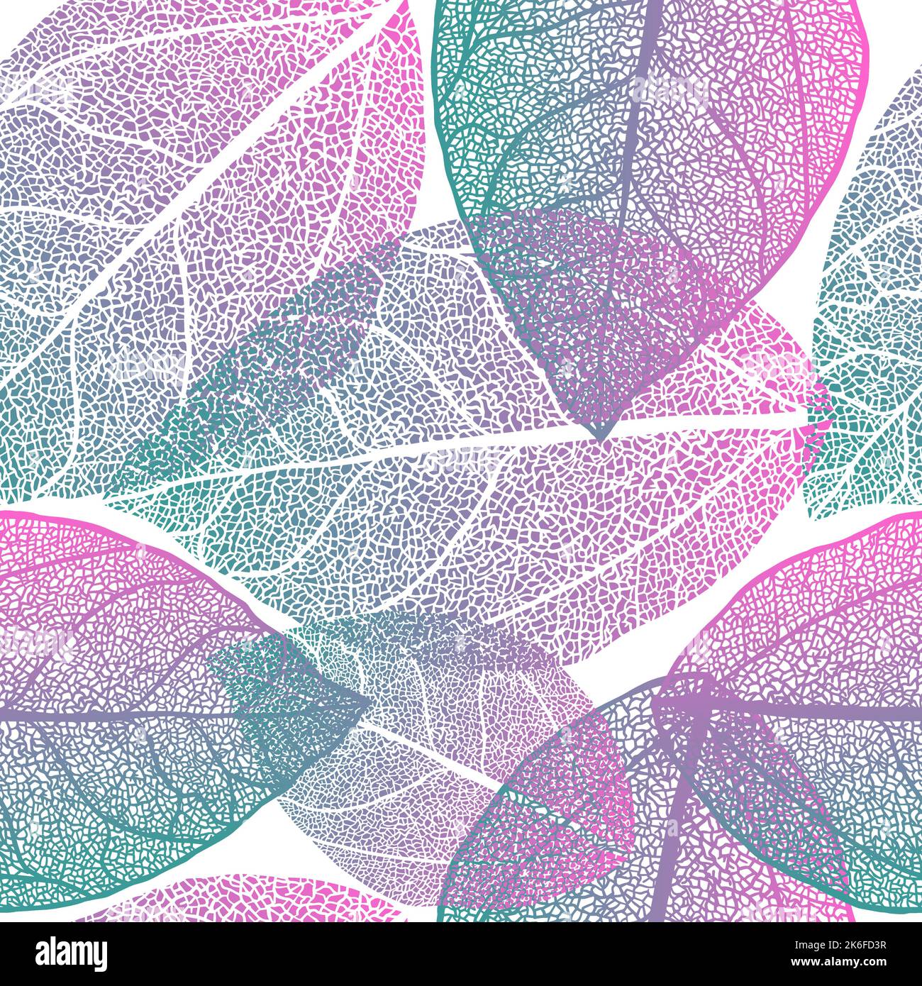 Seamless pattern blue leaves skeletonized. Vector illustration Stock ...