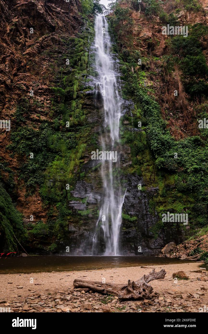 View to the Wli Waterfalls, the highest waterfall in Ghana and the