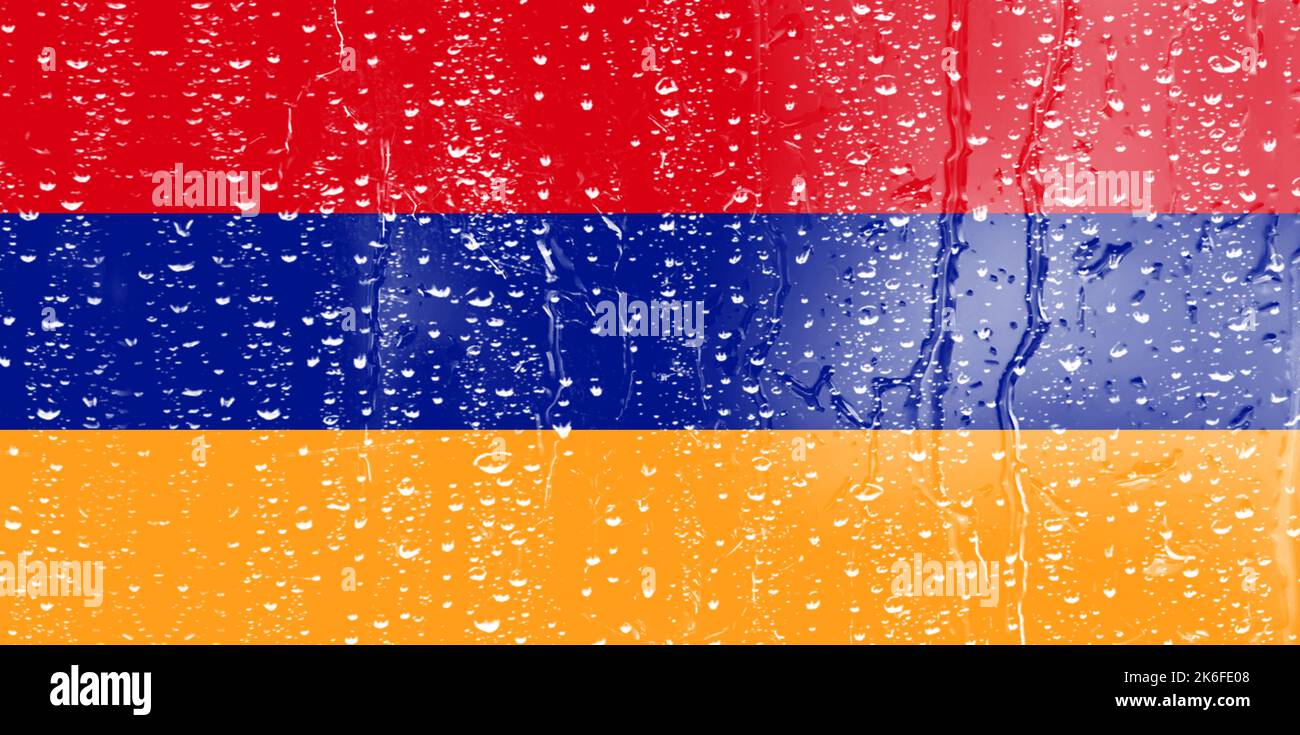 3D Flag of Armenia on a glass with water drop background Stock Photo ...