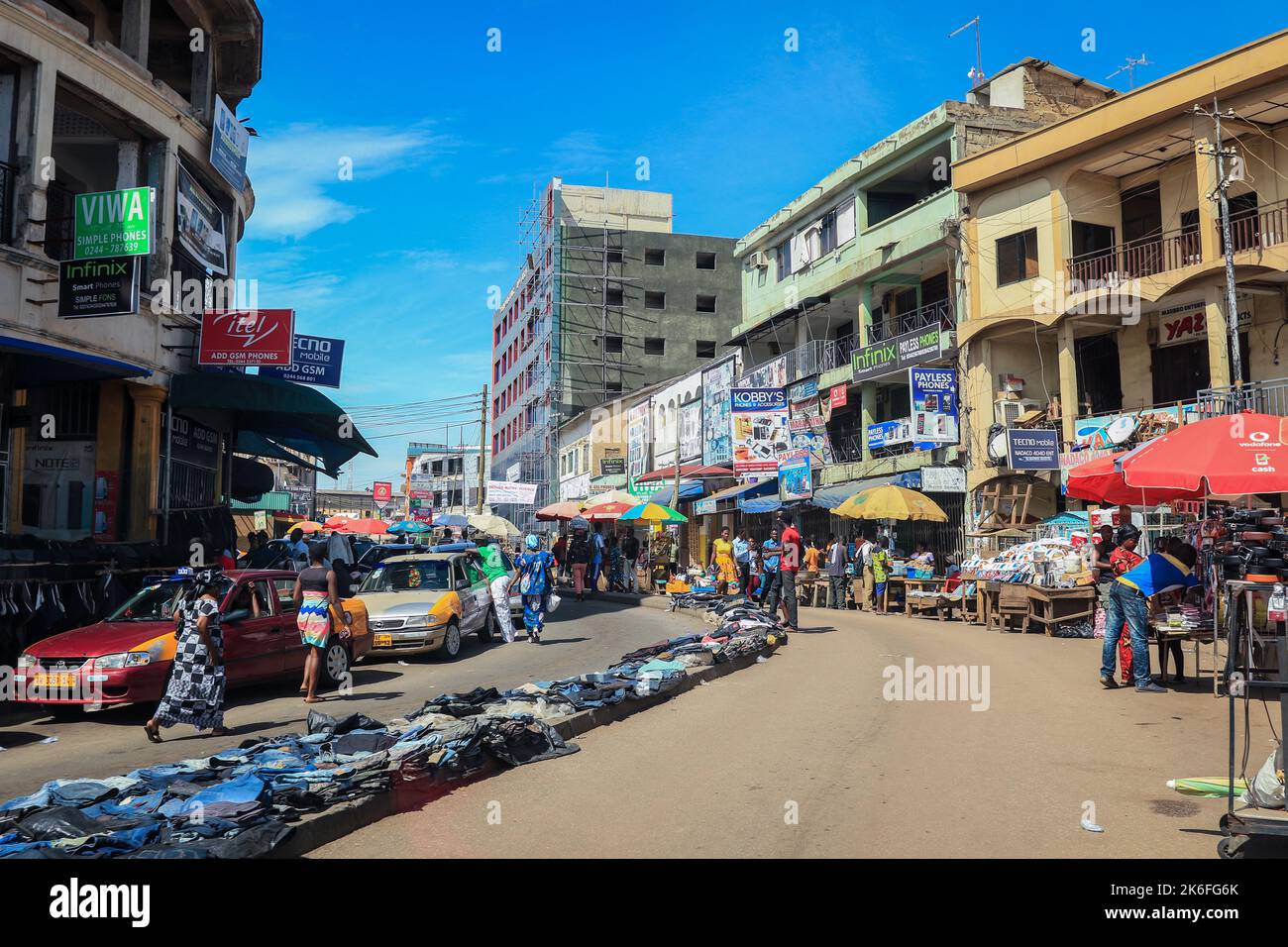 Kumasi, Ghana April 04, 2022 Busy Street near the Ghana Central