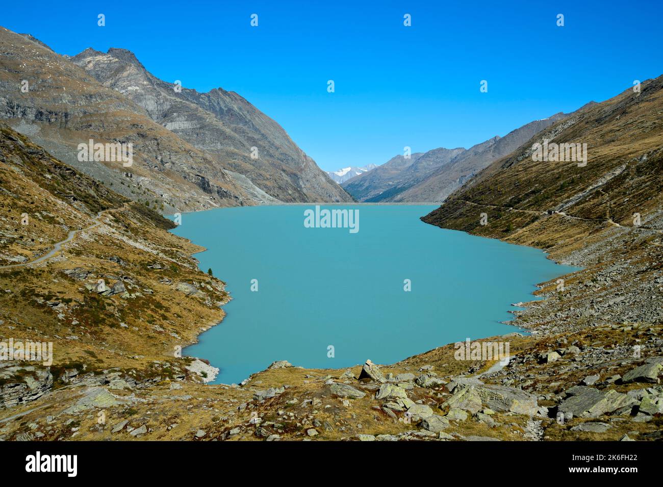 Mattmark reservoir, Saas-Almagell, Valais, Switzerland Stock Photo
