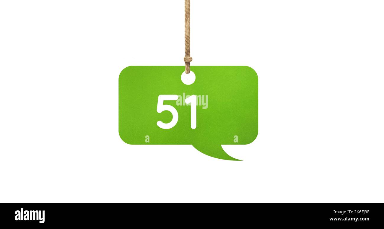 Image of 51 notifications on white background. Social media ...