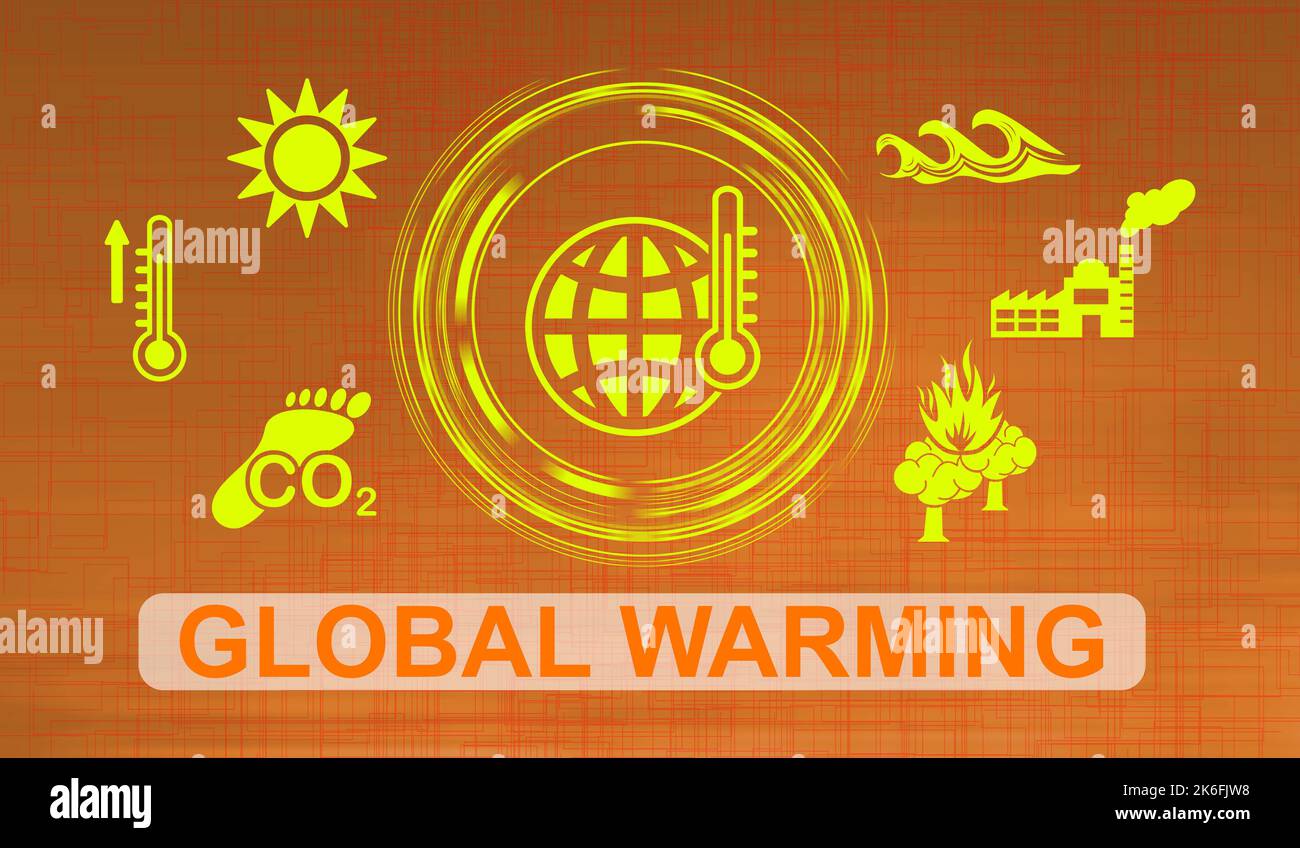 Illustration of a global warming concept Stock Photo - Alamy