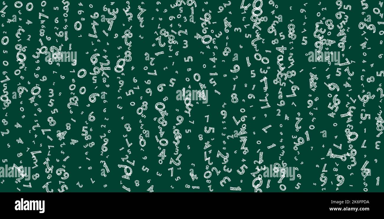 Falling childish chalk numbers. Math study concept with flying digits ...