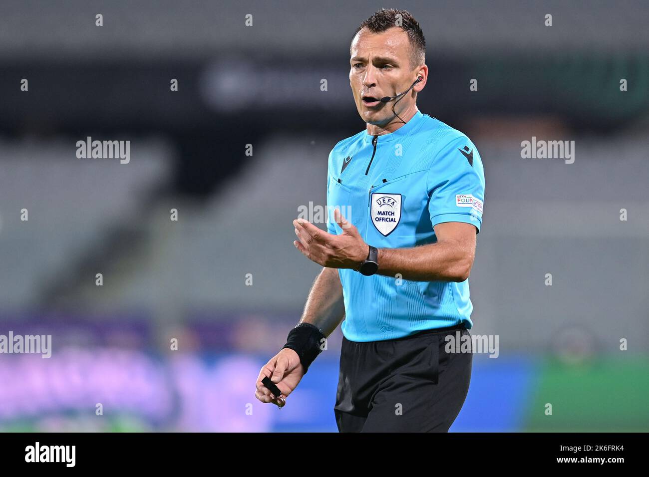 Florence, Italy. 13th Oct, 2022. Ivan Bebek (referee) during ACF Fiorentina vs Heart of Midlothian FC, UEFA Conference League football match in Florence, Italy, October 13 2022 Credit: Independent Photo Agency/Alamy Live News Stock Photo