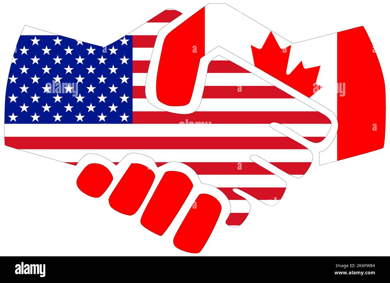 USA Canada Handshake, symbol of agreement or friendship Stock Photo