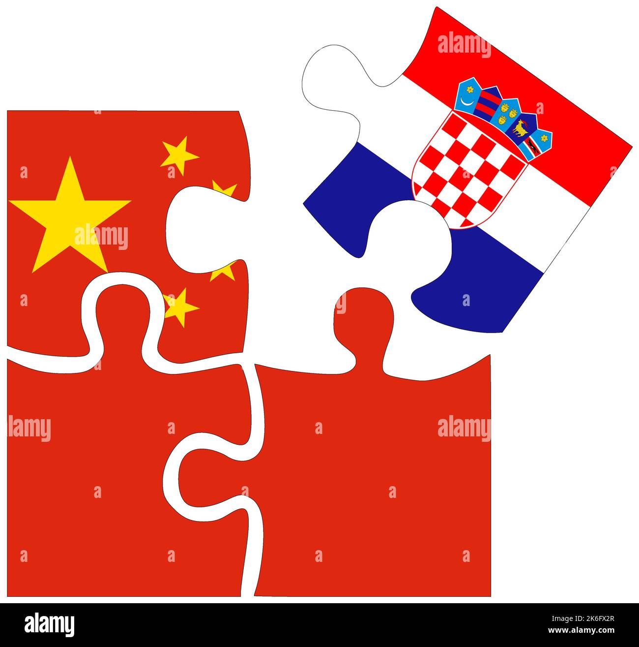 China - Croatia : puzzle shapes with flags, symbol of agreement or friendship Stock Photo