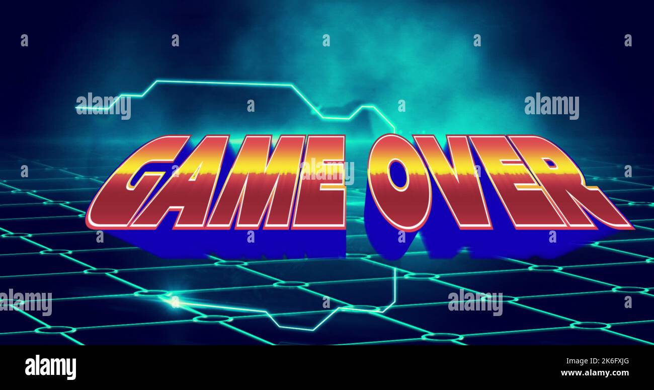 Illustration of game over text over circles connected with lines