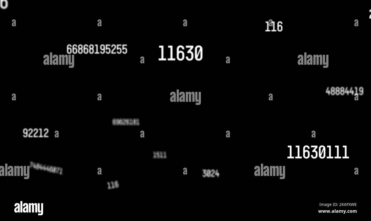 Illustration of multiple white colored numbers over black background