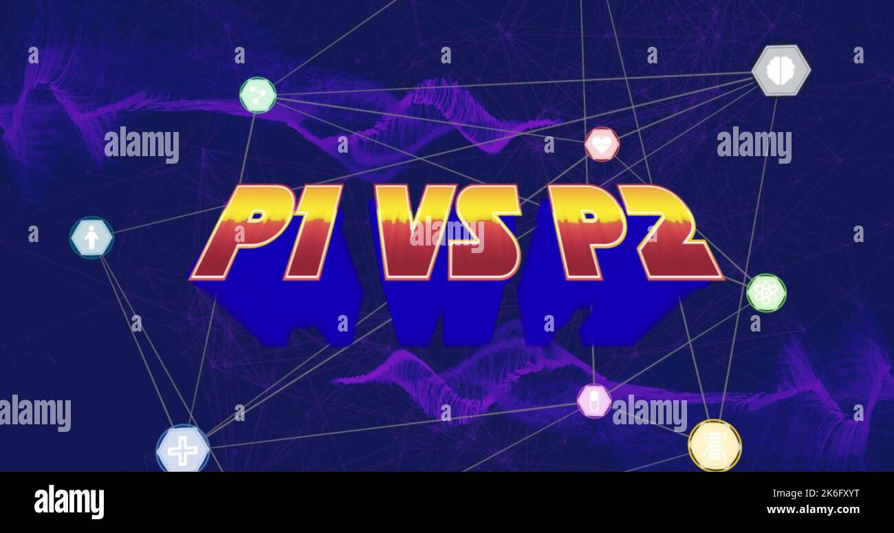 Illustration of p1 vs p2 text and hexagon connected with lines over ...
