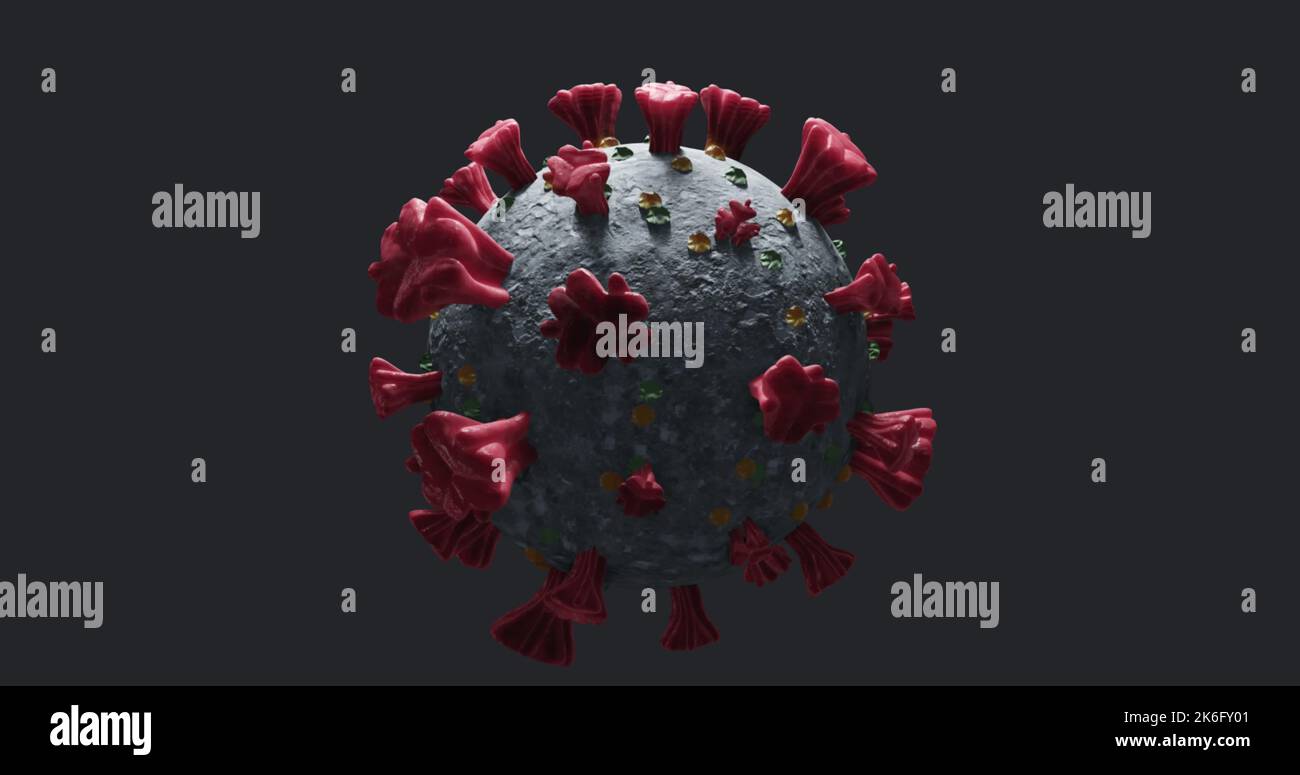 Composition of virus cell over black background Stock Photo