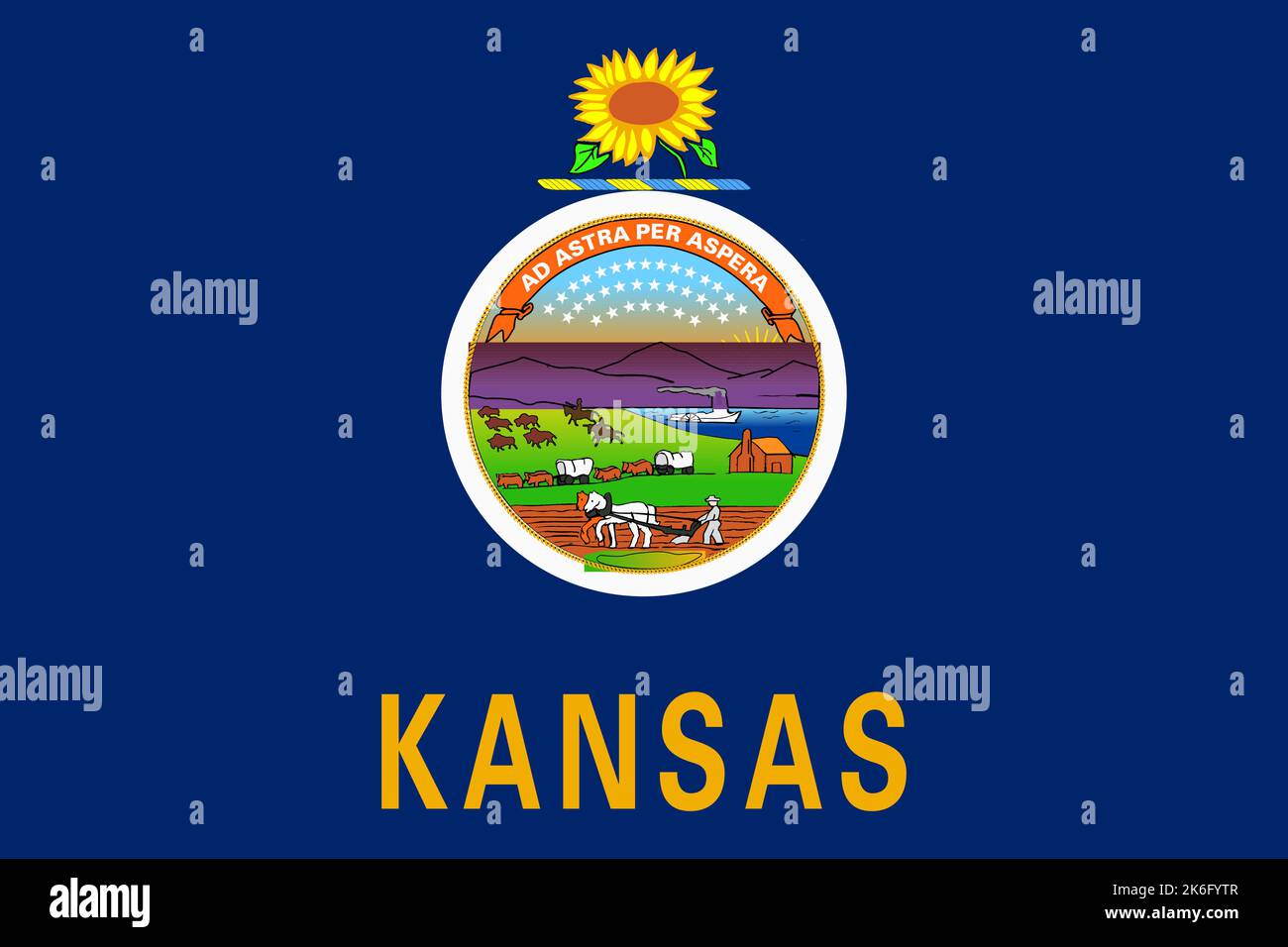 Flag of Kansas. Banner and patriotic symbol. Official colors. Flat vector illustration Stock