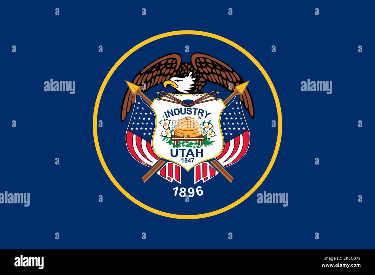 Flag of Utah. Banner and patriotic symbol. Official colors. Flat vector