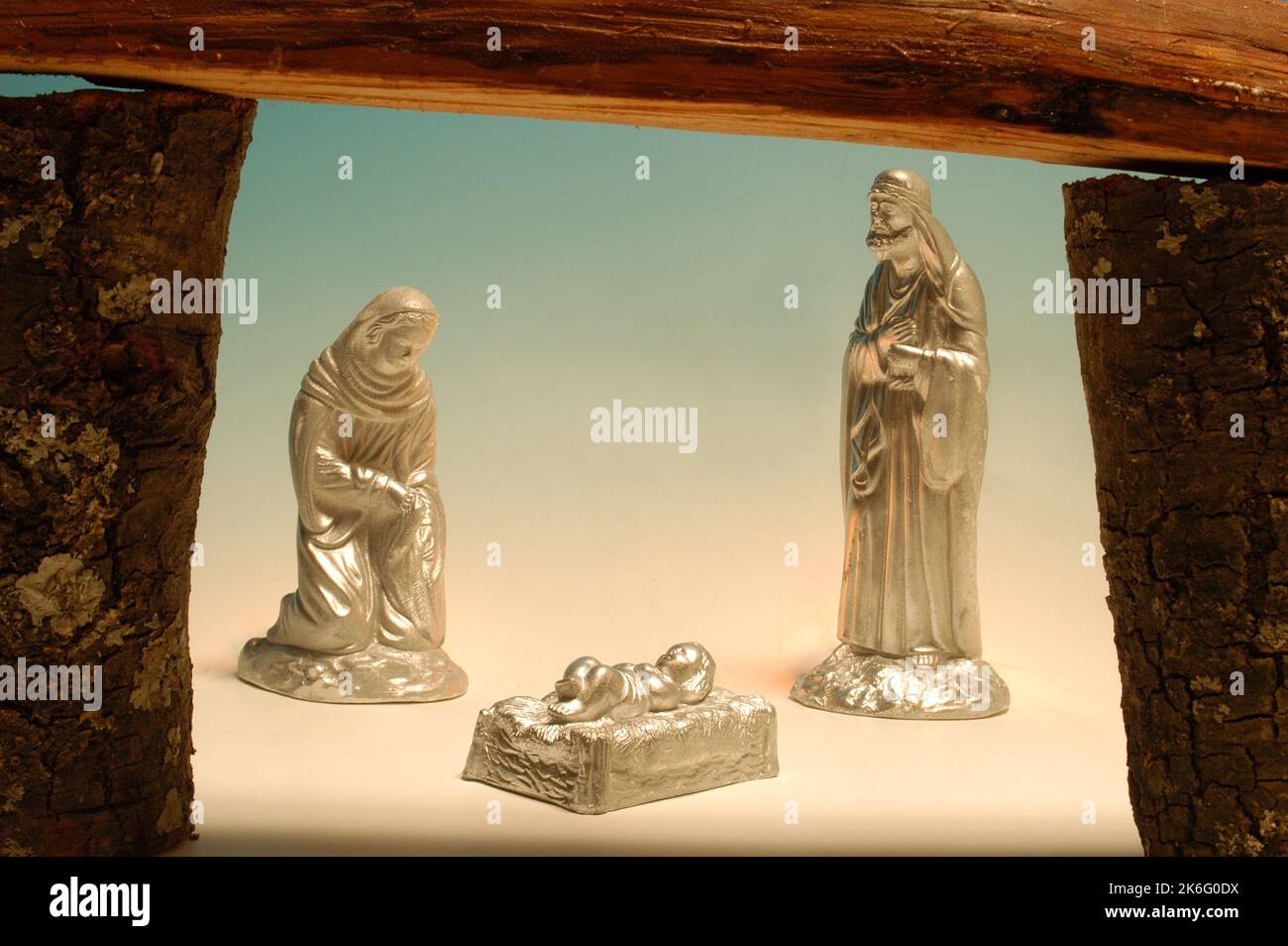 Christmas nativity scene with Jesus, Mary and Joseph Stock Photo - Alamy