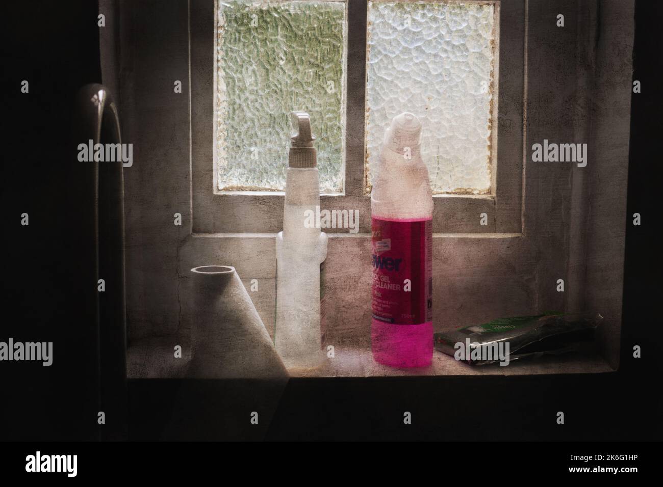Cleaning products in toilet Stock Photo Alamy