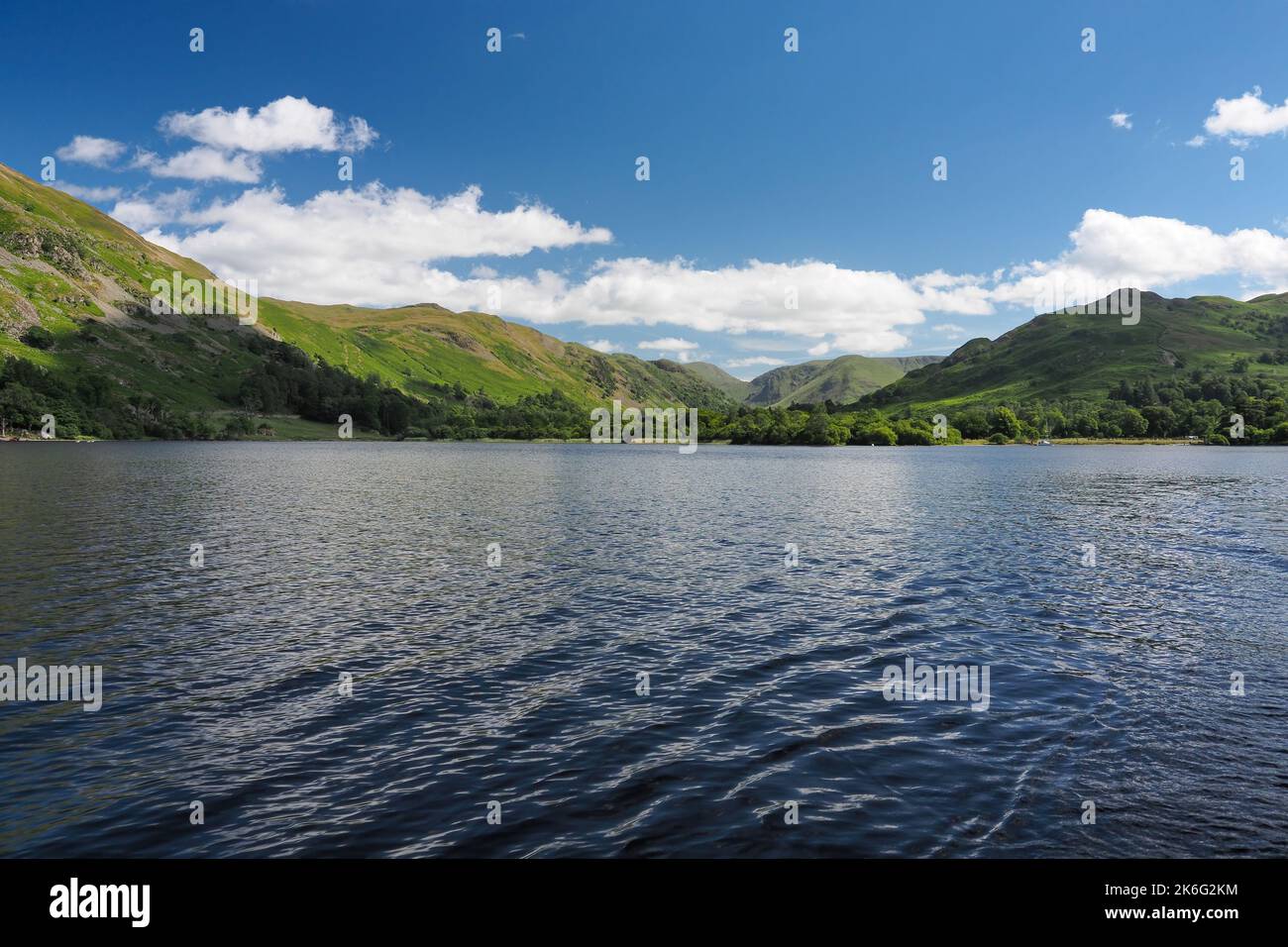 View from Ullswater to fells surrounding Glenridding, Lake District, Cumbria Stock Photo
