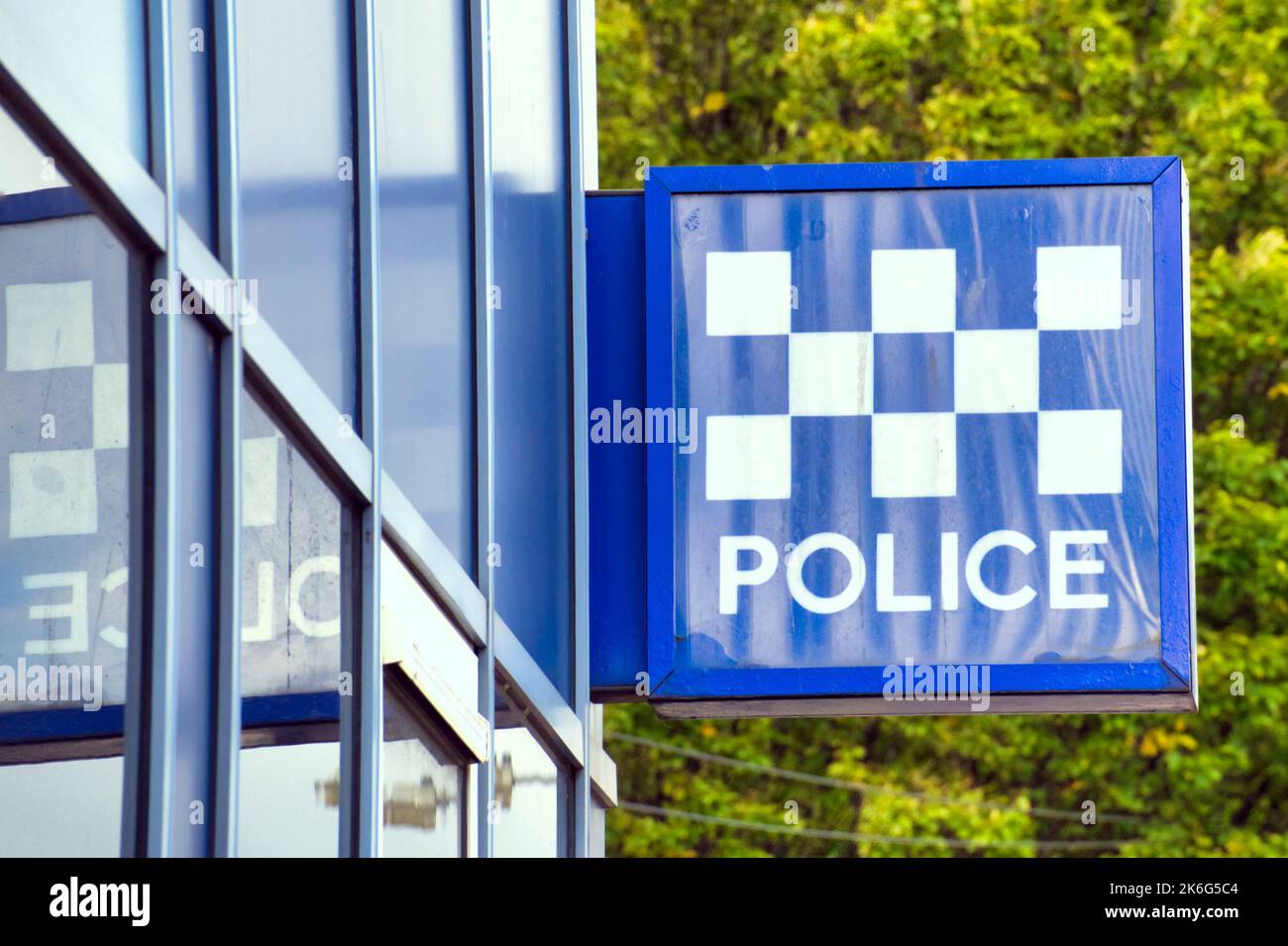 Glasgow City Centre Police Office Sign Stock Photo