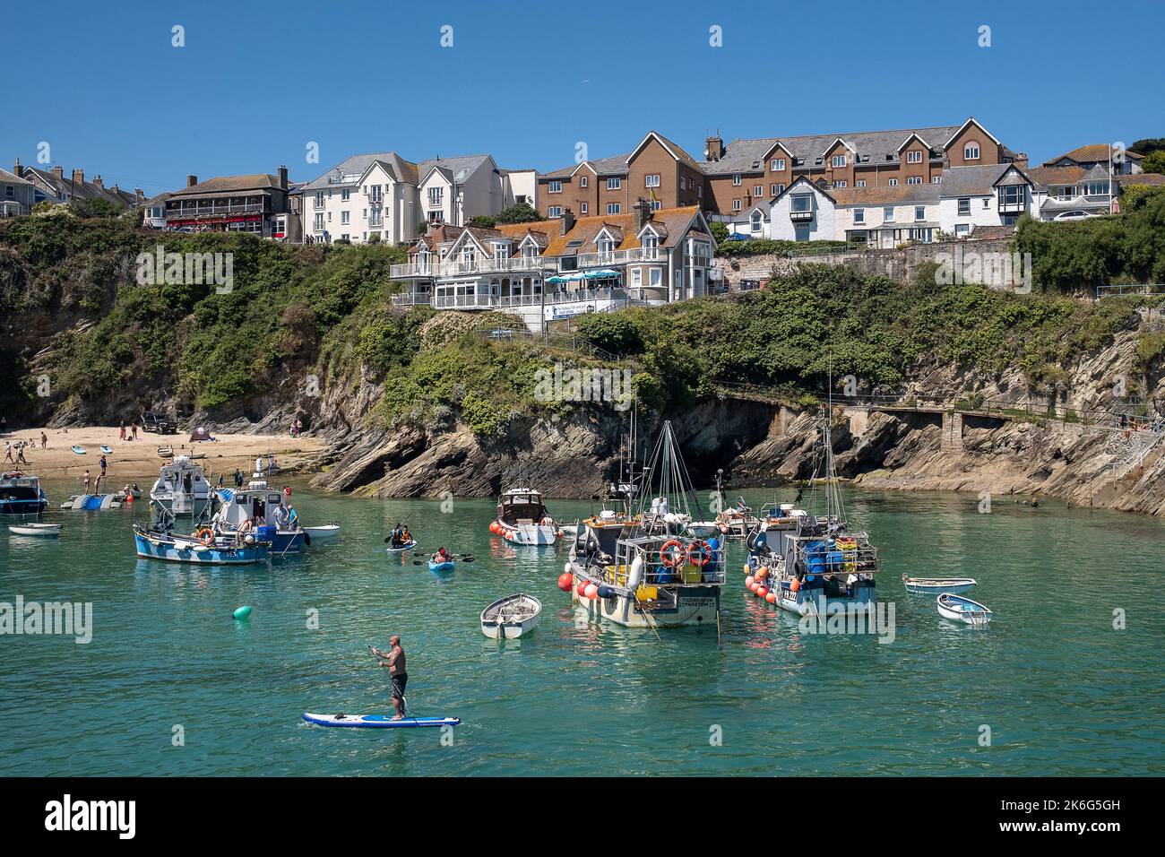 The picturesque Newquay Harbour Harbor In Cornwall in England in the UK. Stock Photo